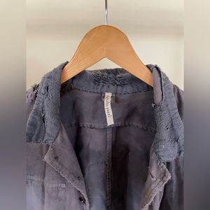 RARE Magnolia Pearl Chore Jacket — Distressed Patchwork Blue Cropped Jacket